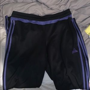 Purple striped adidas pants